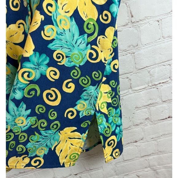 COLDWATER CREEK twill floral Hawaii rayon button down short sleeve top shirt S - Picture 5 of 6